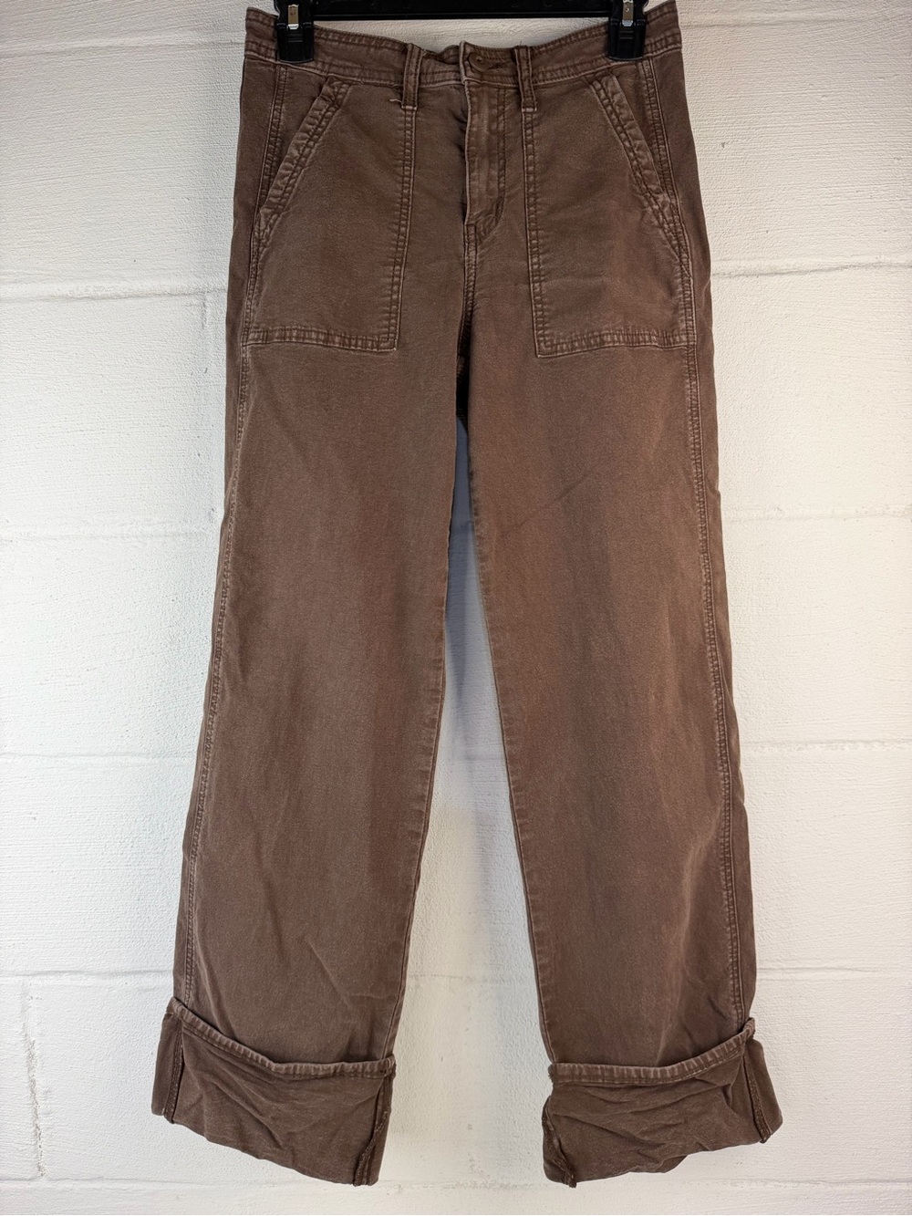 American Eagle Brown Stovepipe Cuffed Pants, 2